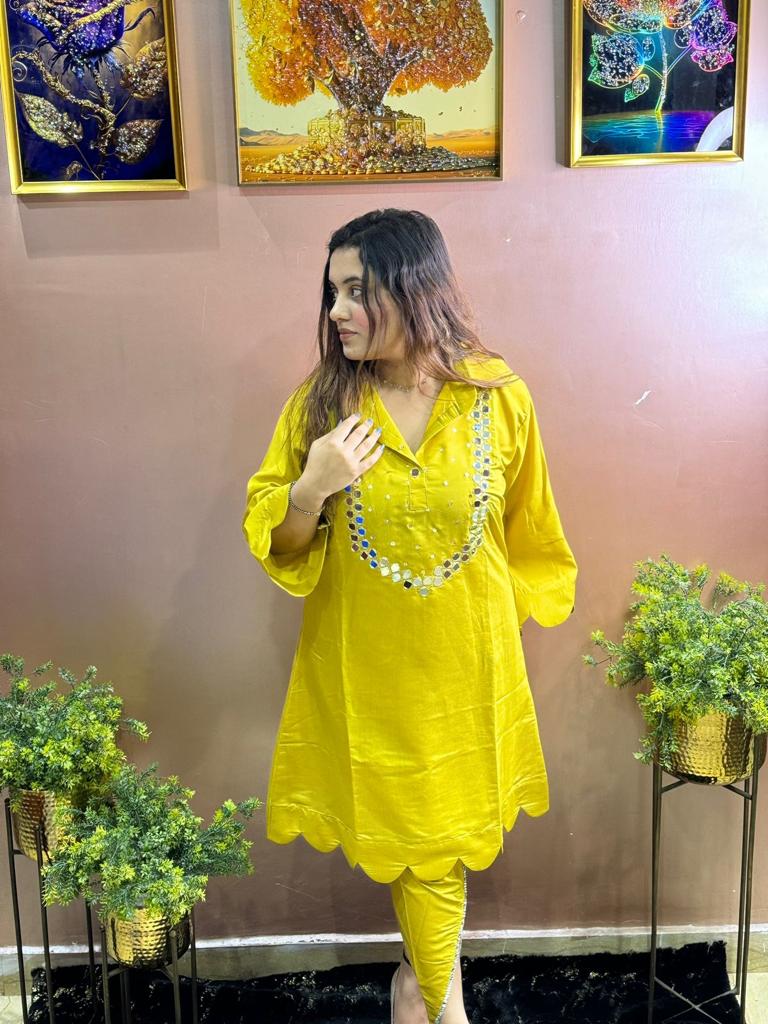 Imported Cotton Silk Co-ord Set - AV116