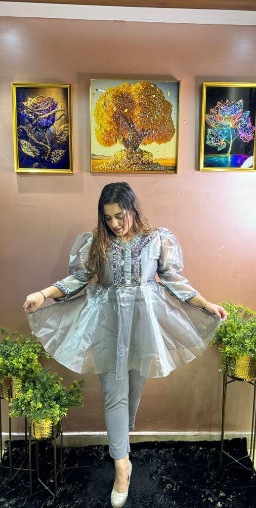 Imported Glass Tissue Co-ord Set - AV117