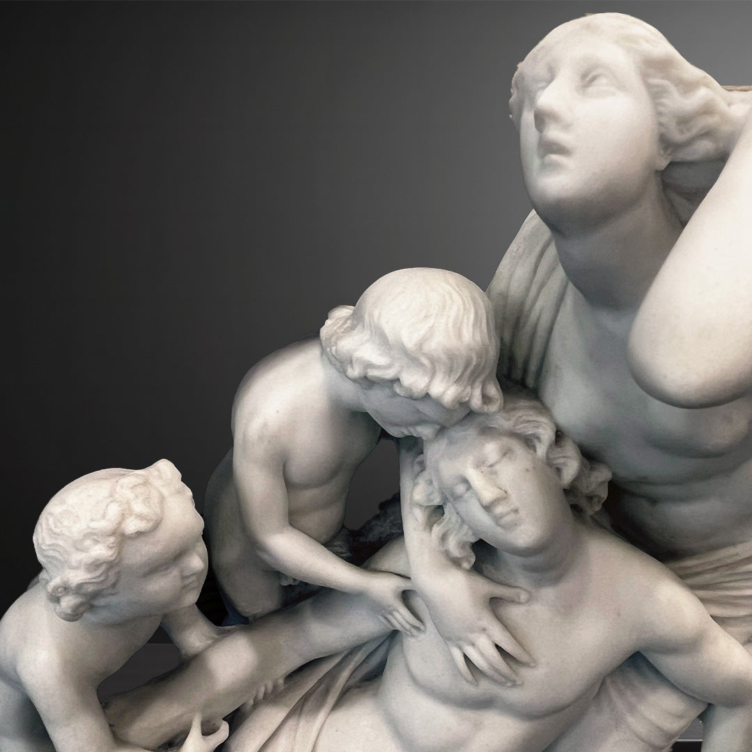 Alabaster Nude Family European Decoration Piece - EA16