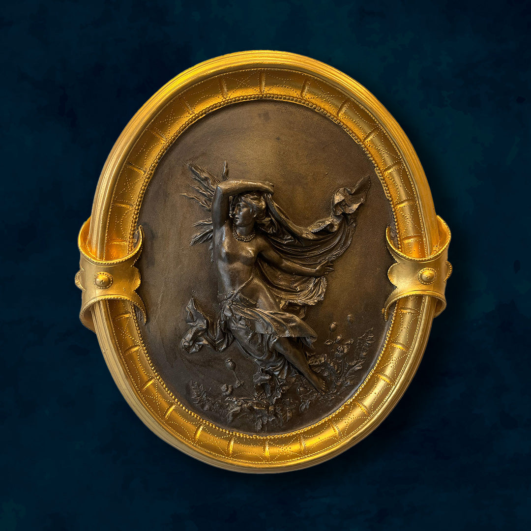 Bronze Golden European Oval Wall Decoration Plate with European Figurines - EA10