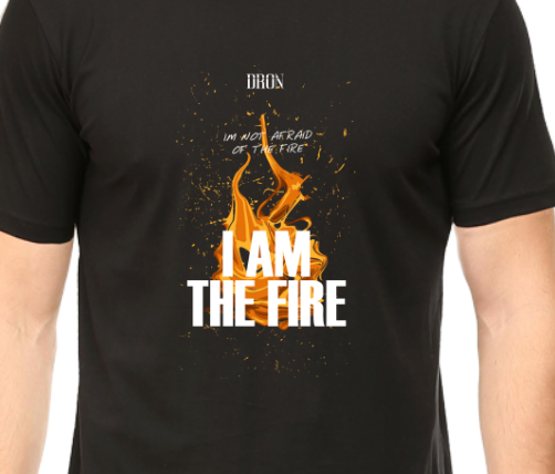 Men's Tshirt - I am the fire - ABA03 Black