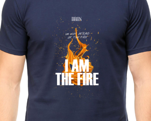 Men's Tshirt - I am the fire - ABA03 Navy Blue
