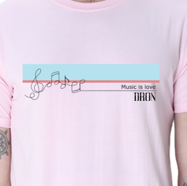 Men's Tshirt - Music is Love - ABA05 Light Baby Pink