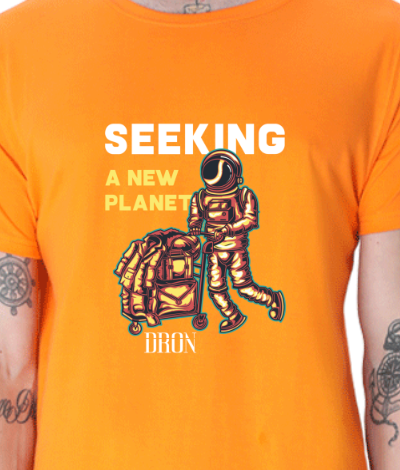 Men's Tshirt - DRON SEEKING A NEW PLANET - ABA54 Orange
