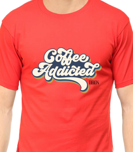 Men's Tshirt - DRON COFFEE ADDICTED - ABA55 Red