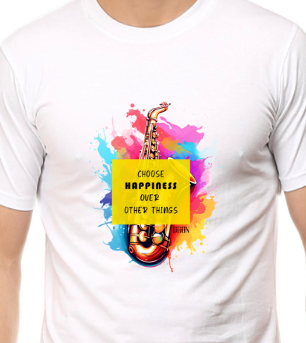 Men's Tshirt - DRON CHOOSE HAPPINESS OVER OTHER THINGS - ABA50 White