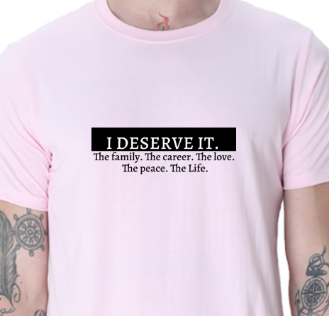 Men's Tshirt - DRON I DESERVE IT - ABA69 Light Baby Pink