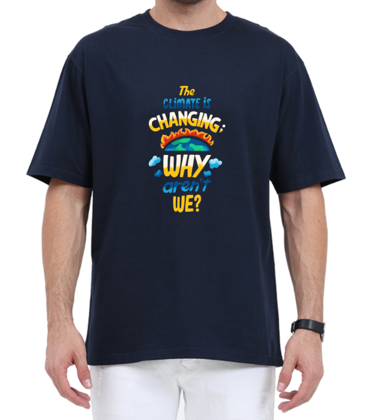 Men's Oversized Tshirt - DRON Climate Change - OS21 Navy Blue
