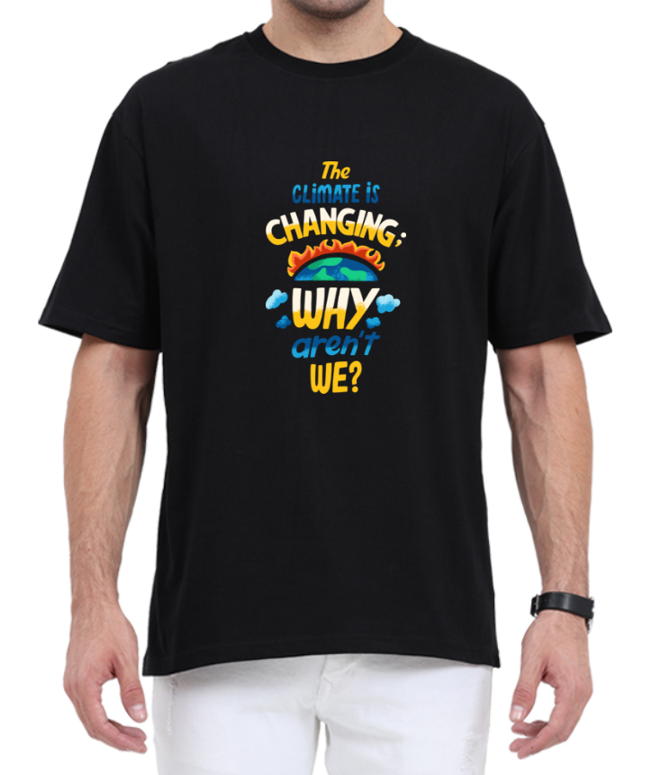 Men's Oversized Tshirt - DRON Climate Change - OS21 Black