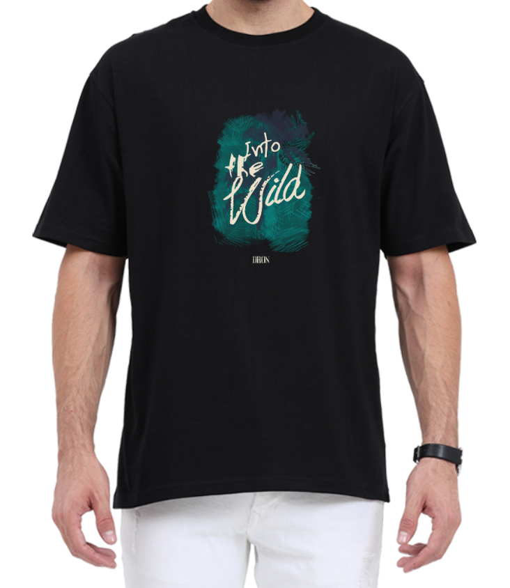 Men's Oversized Tshirt - DRON Into the wild - OS24 Black
