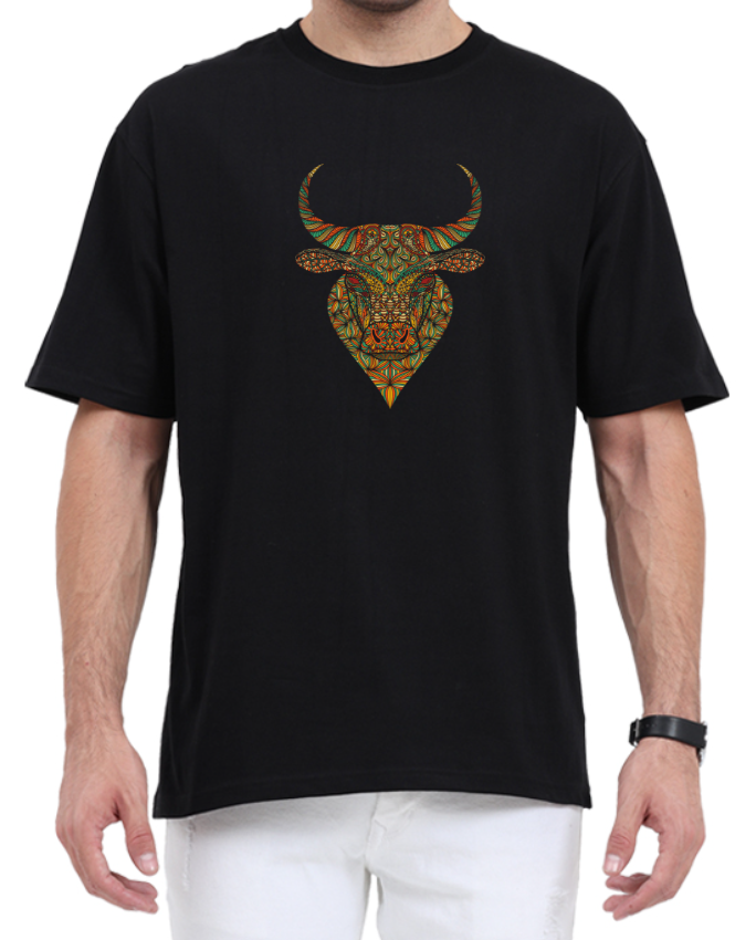 Men's Oversized Tshirt - DRON Bull - OS30 Black