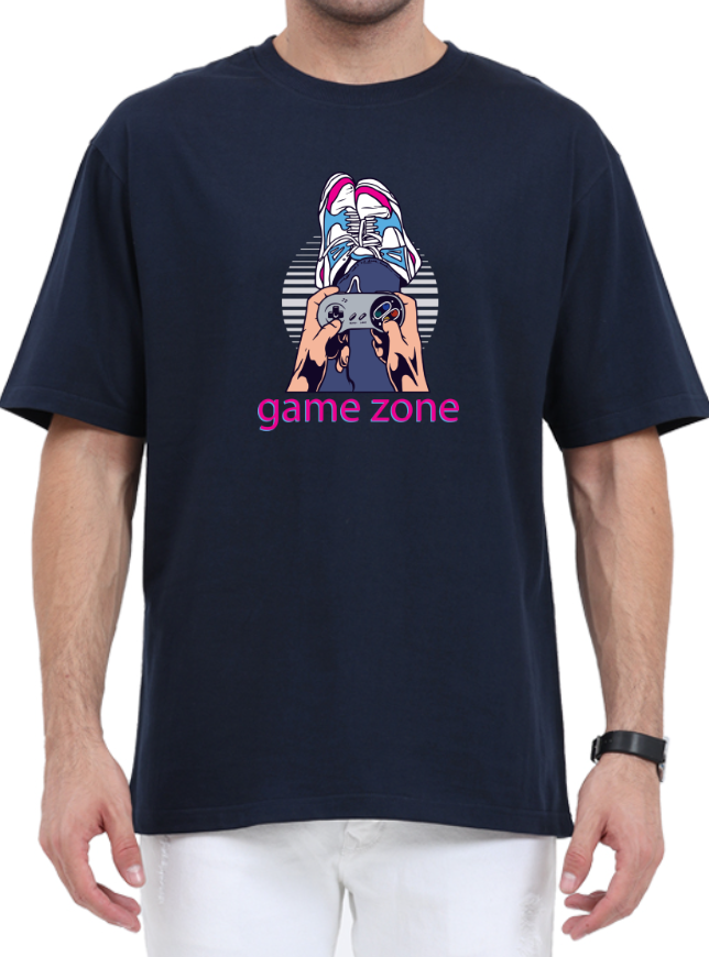 Men's Oversized Tshirt - DRON Game Zone - OS34 Navy Blue