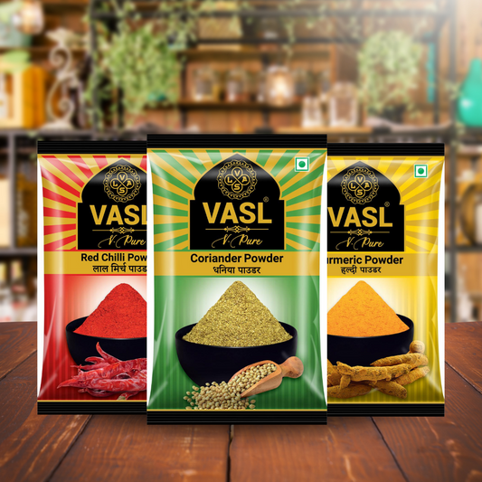 Vasl CTC Masala Combo - Coriander, Turmeric, Chilli Powders | 200gm each - Pack of 3