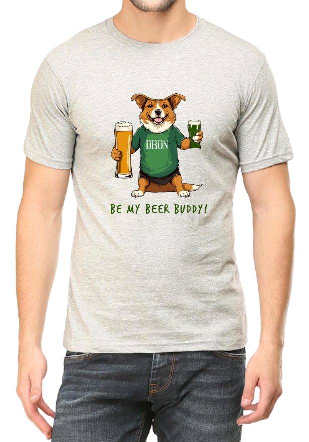 Men's Tshirt - Be My Beer Buddy - ABA01 Grey Melange