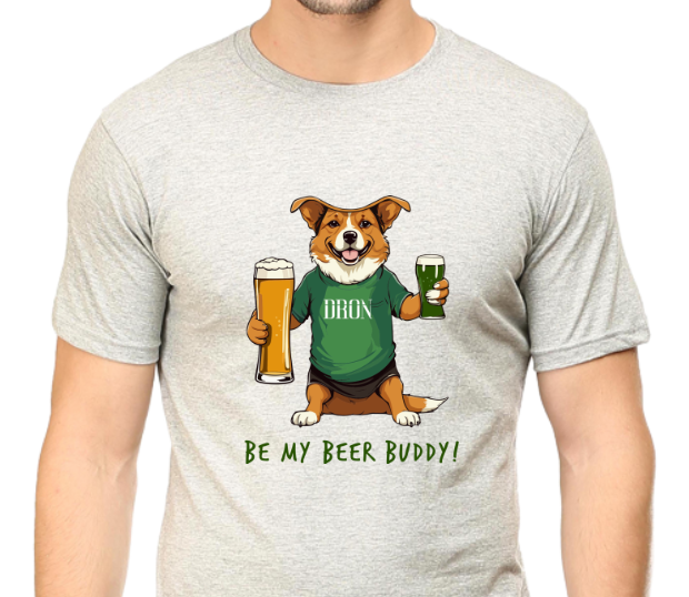 Men's Tshirt - Be My Beer Buddy - ABA01 Grey Melange