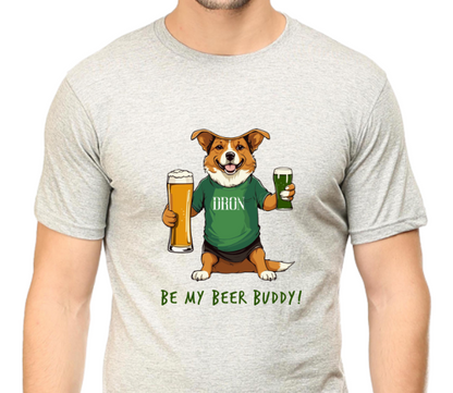 Men's Tshirt - Be My Beer Buddy - ABA01 Grey Melange