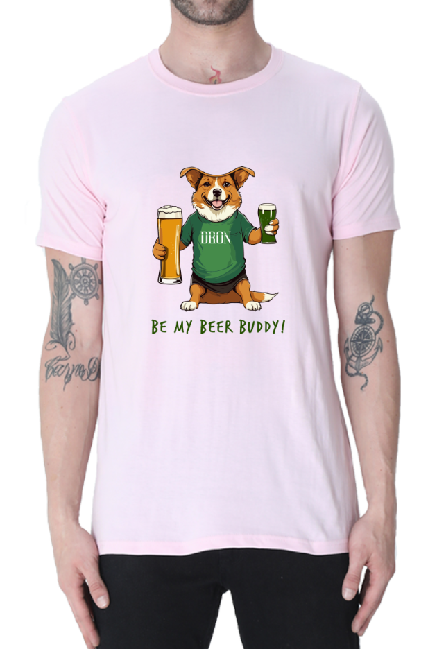 Men's Tshirt - Be My Beer Buddy - ABA01 Light Baby Pink