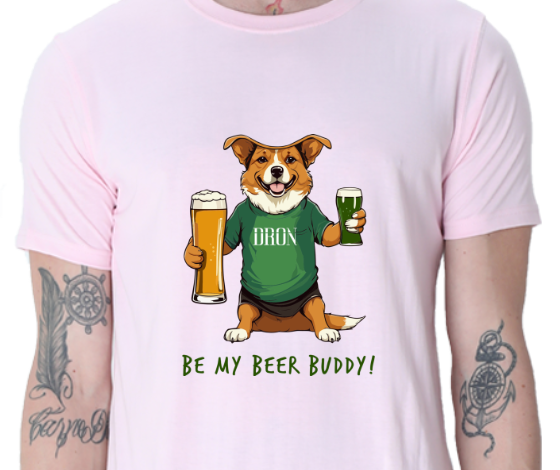 Men's Tshirt - Be My Beer Buddy - ABA01 Light Baby Pink