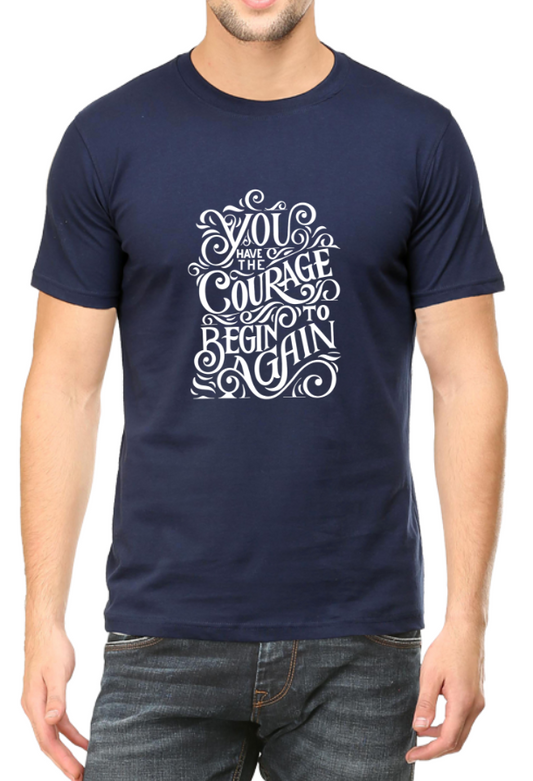 Men's Tshirt - DRON YOU HAVE THE COURAGE TO BEGIN - ABA14 Navy Blue