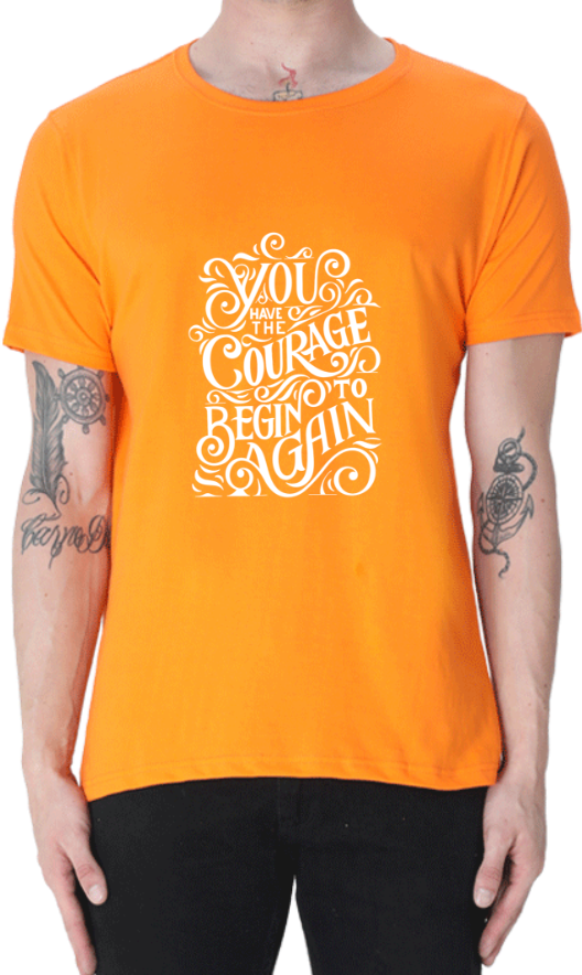 Men's Tshirt - DRON YOU HAVE THE COURAGE TO BEGIN - ABA14 Orange