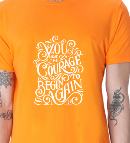 Men's Tshirt - DRON YOU HAVE THE COURAGE TO BEGIN - ABA14 Orange