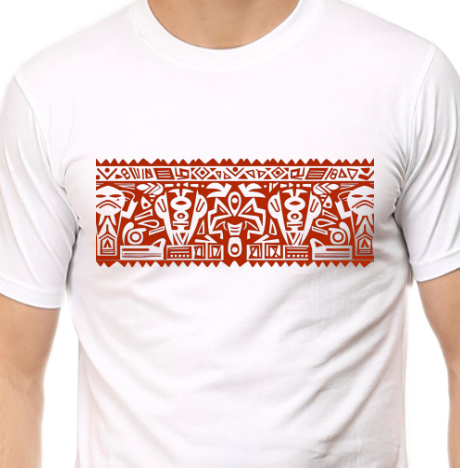 Men's Tshirt - Dron Red Tribal Band - ABA34 White