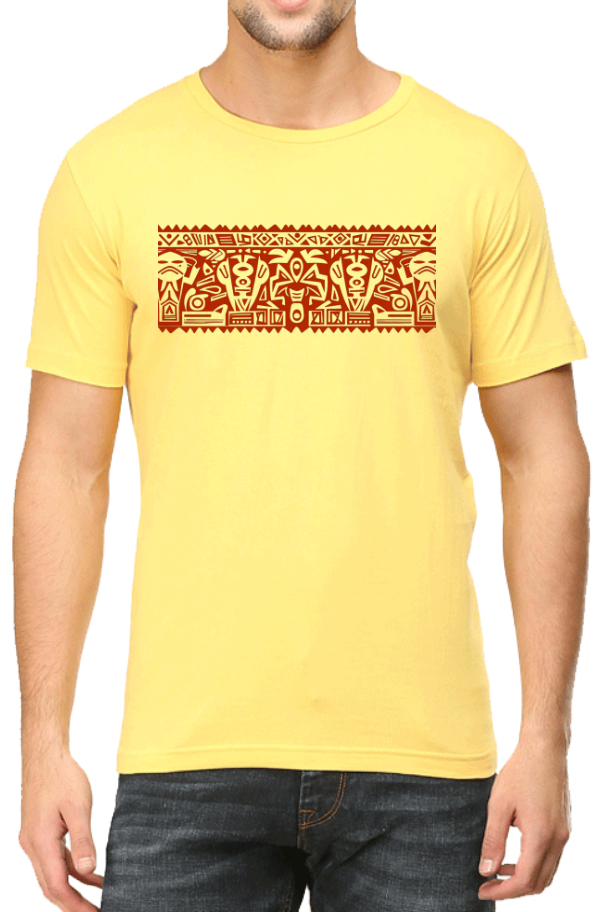 Men's Tshirt - Dron Red Tribal Band - ABA34 Yellow