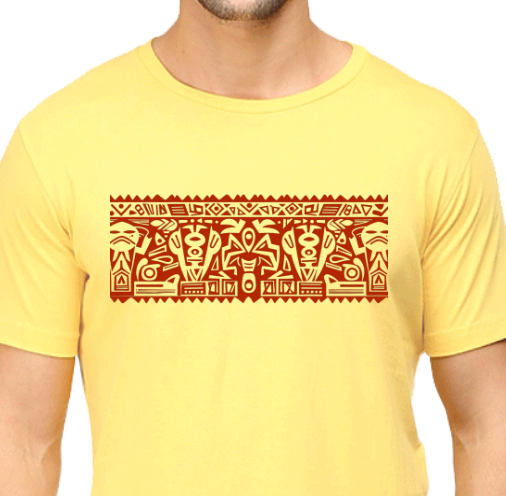 Men's Tshirt - Dron Red Tribal Band - ABA34 Yellow