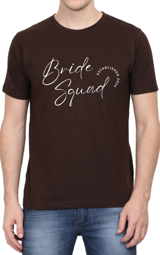 Men and Women Tshirt - DRON BRIDE SQUAD - ABA16 Coffee Brown