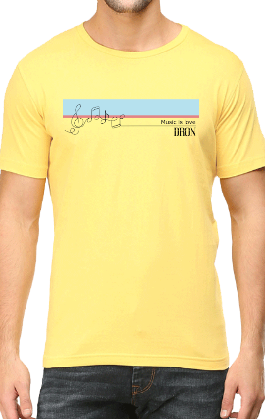 Men's Tshirt - Music is Love - ABA05 Yellow