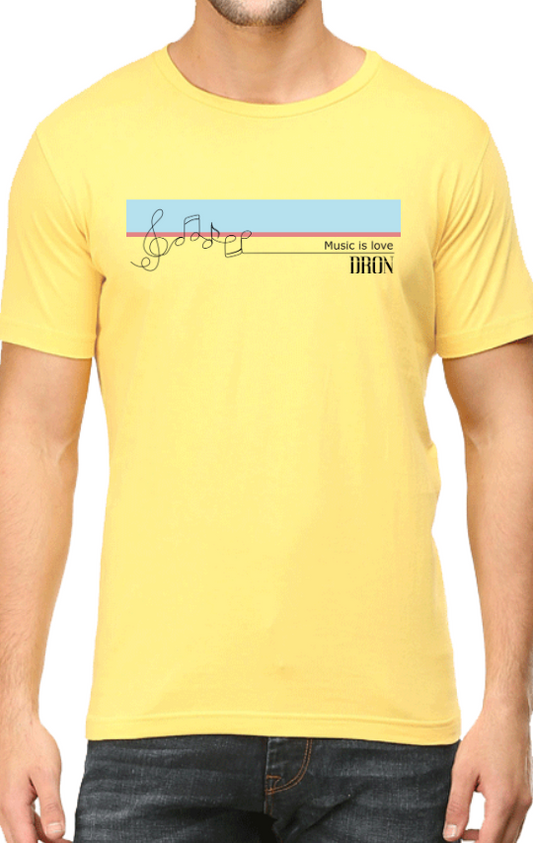 Men's Tshirt - Music is Love - ABA05 Yellow