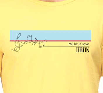 Men's Tshirt - Music is Love - ABA05 Yellow