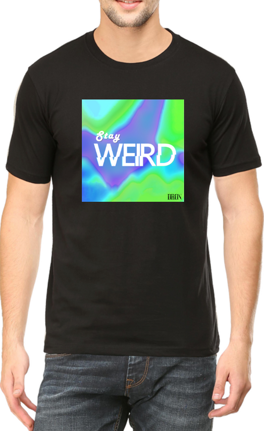 Men's Tshirt - DRON STAY WEIRD - ABA08 Black