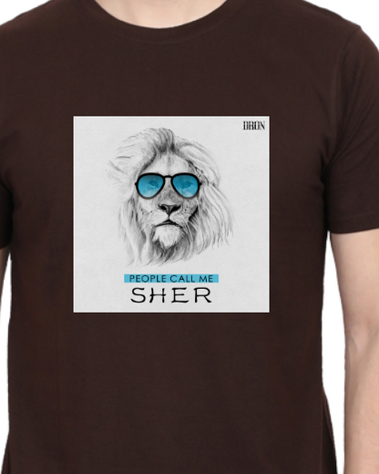 Men's Tshirt - DRON PEOPLE CALL ME SHER - ABA09 Coffee Brown