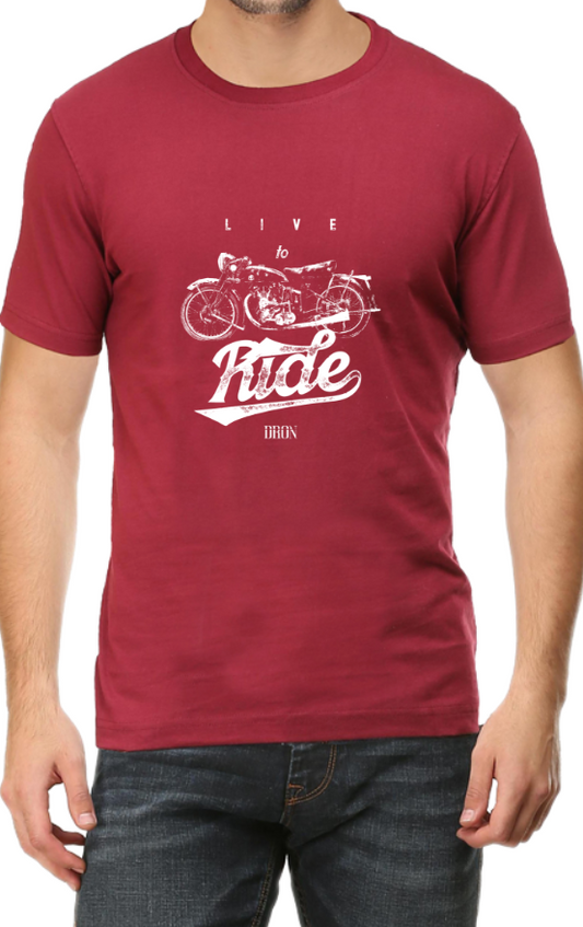 Men's Tshirt - DRON LIVE TO RIDE - ABA44 Maroon