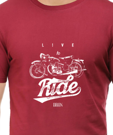 Men's Tshirt - DRON LIVE TO RIDE - ABA44 Maroon