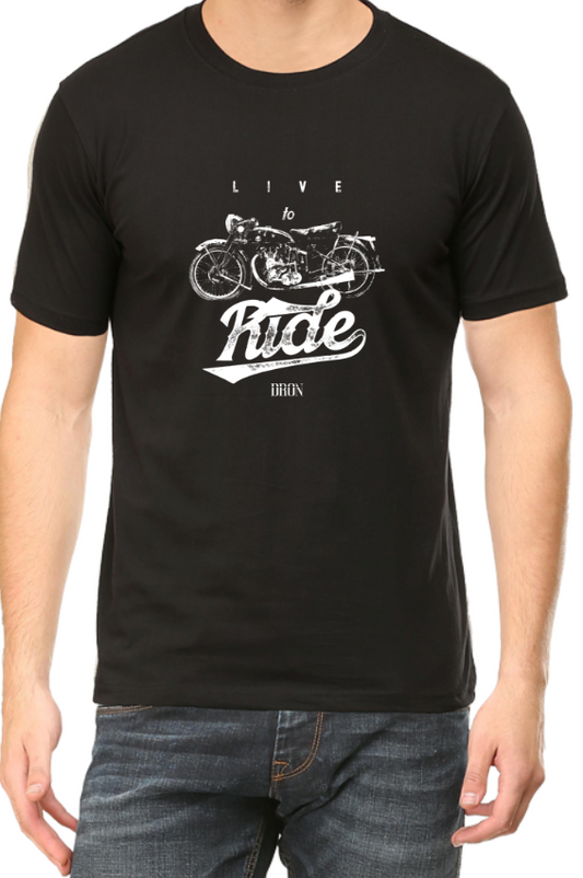 Men's Tshirt - DRON LIVE TO RIDE - ABA44 Black