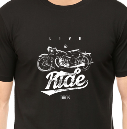 Men's Tshirt - DRON LIVE TO RIDE - ABA44 Black