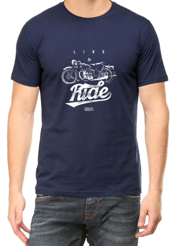 Men's Tshirt - DRON LIVE TO RIDE - ABA44 Navy Blue