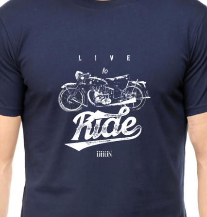 Men's Tshirt - DRON LIVE TO RIDE - ABA44 Navy Blue