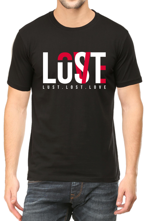 Men's Tshirt - DRON LOVE LUST LOST - ABA46 Black