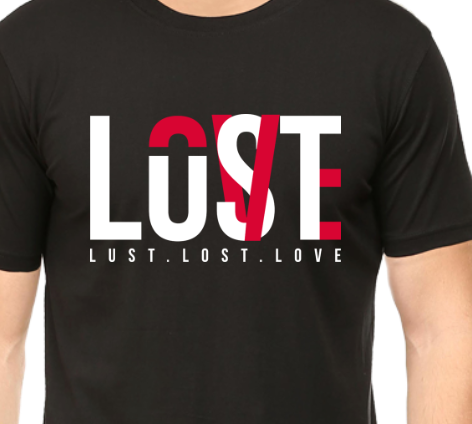 Men's Tshirt - DRON LOVE LUST LOST - ABA46 Black