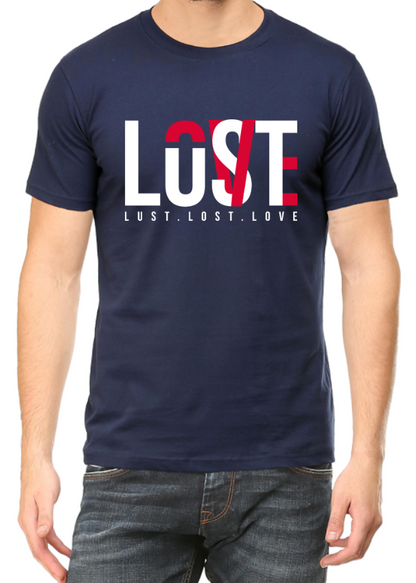 Men's Tshirt - DRON LOVE LUST LOST - ABA46 Navy Blue