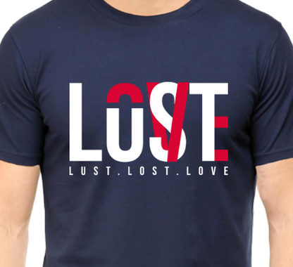 Men's Tshirt - DRON LOVE LUST LOST - ABA46 Navy Blue