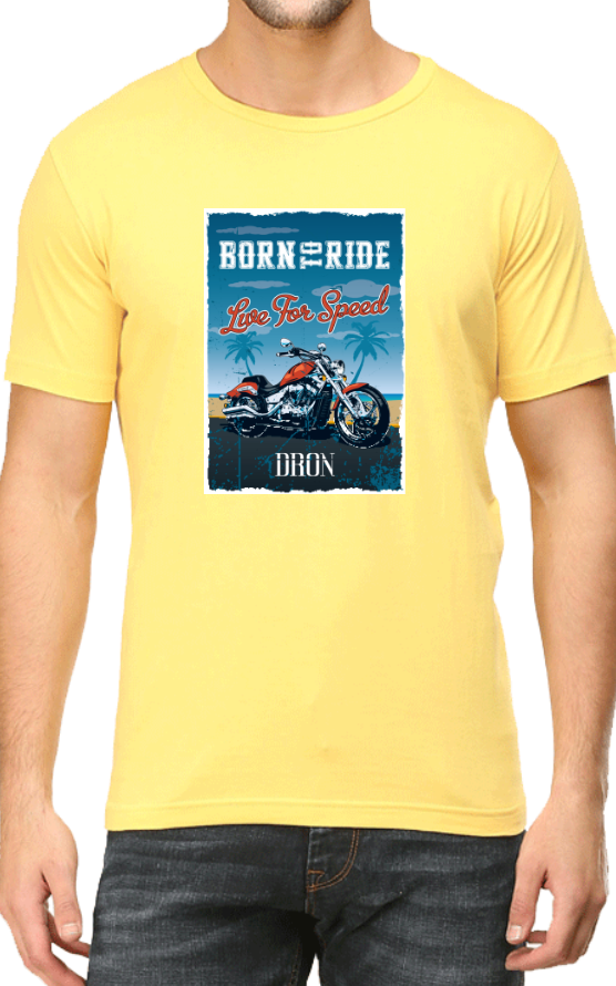 Men's Tshirt - BORN TO RIDE - ABA35 Yellow