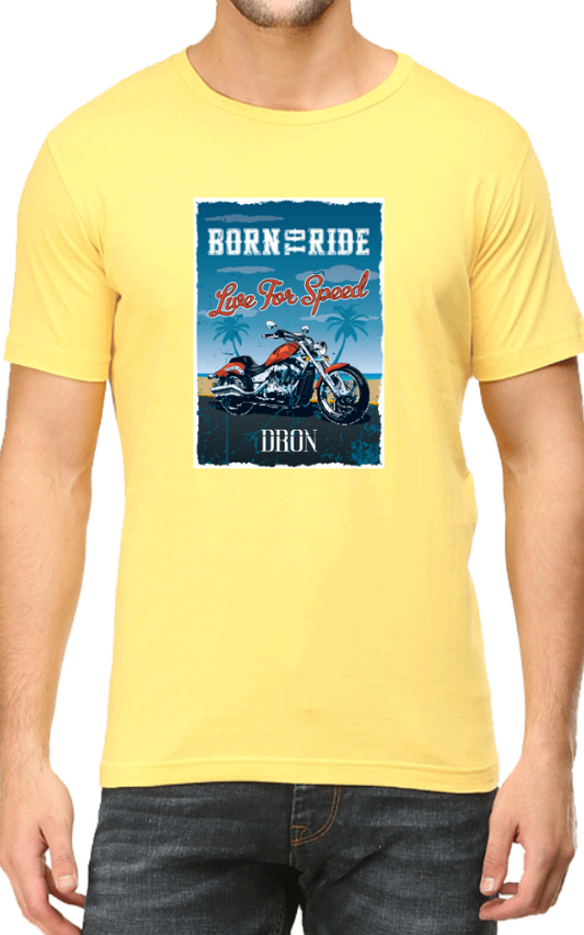 Men's Tshirt - BORN TO RIDE - ABA35 Yellow