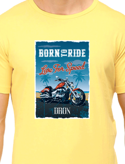 Men's Tshirt - BORN TO RIDE - ABA35 Yellow