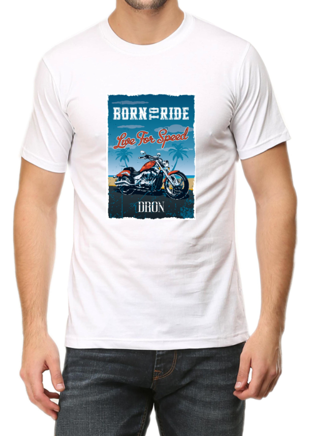 Men's Tshirt - BORN TO RIDE - ABA35 White