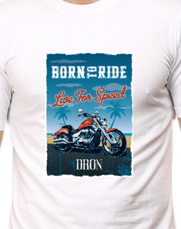 Men's Tshirt - BORN TO RIDE - ABA35 White