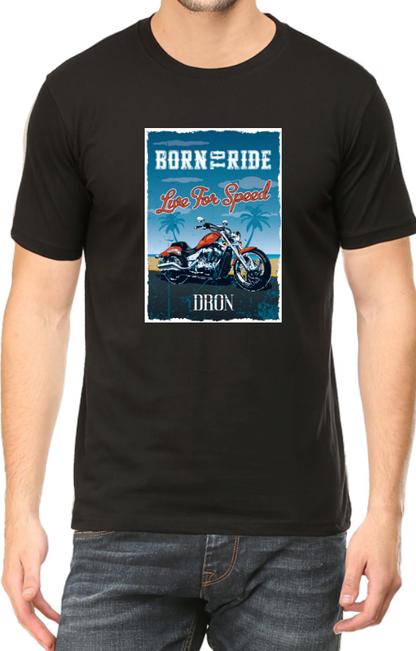 Men's Tshirt - BORN TO RIDE - ABA35 Black